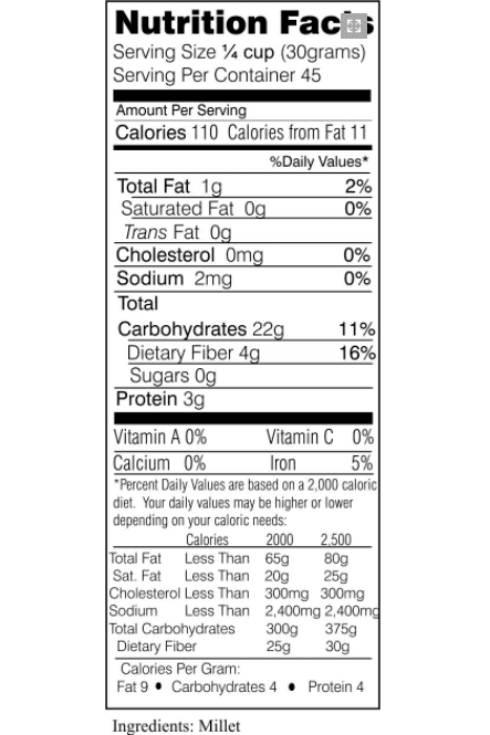 Gluten-Free Millet Flour Superfine - 3 lb.