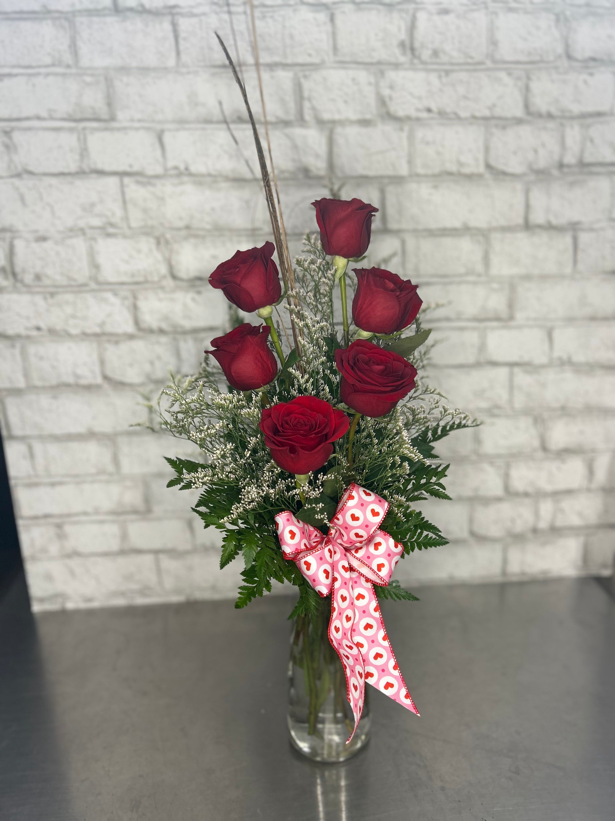 Half Dozen Roses in a Vase