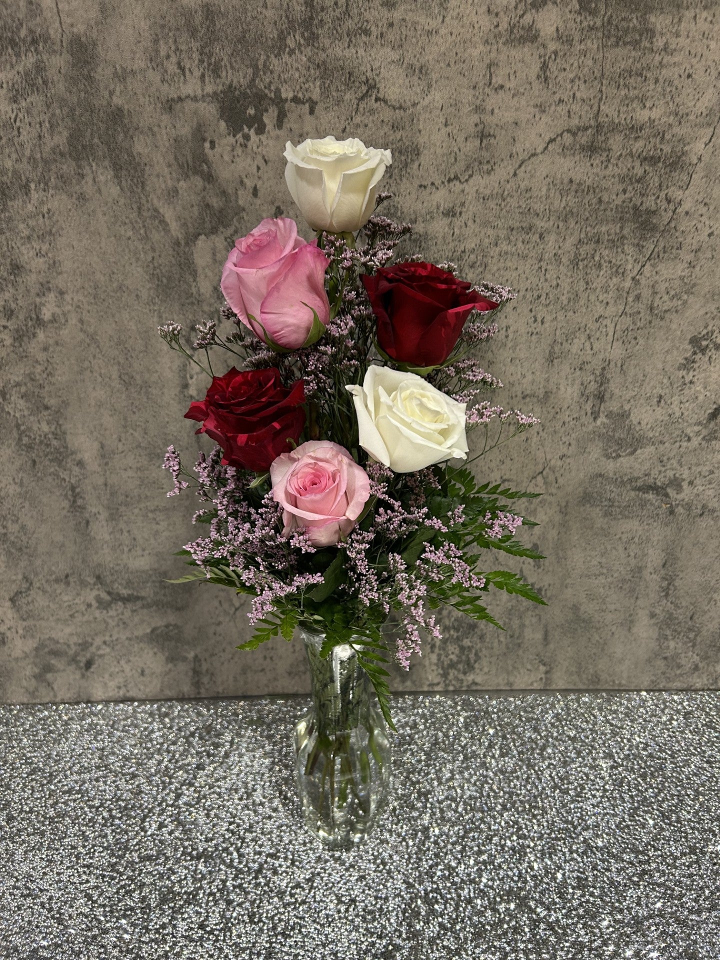 Half Dozen Roses in a Vase